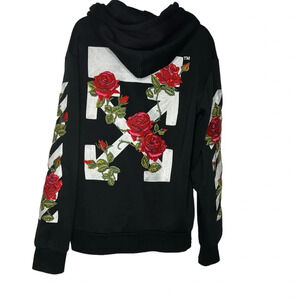 Black embroidered roses X  Zip Up Jacket SZ large